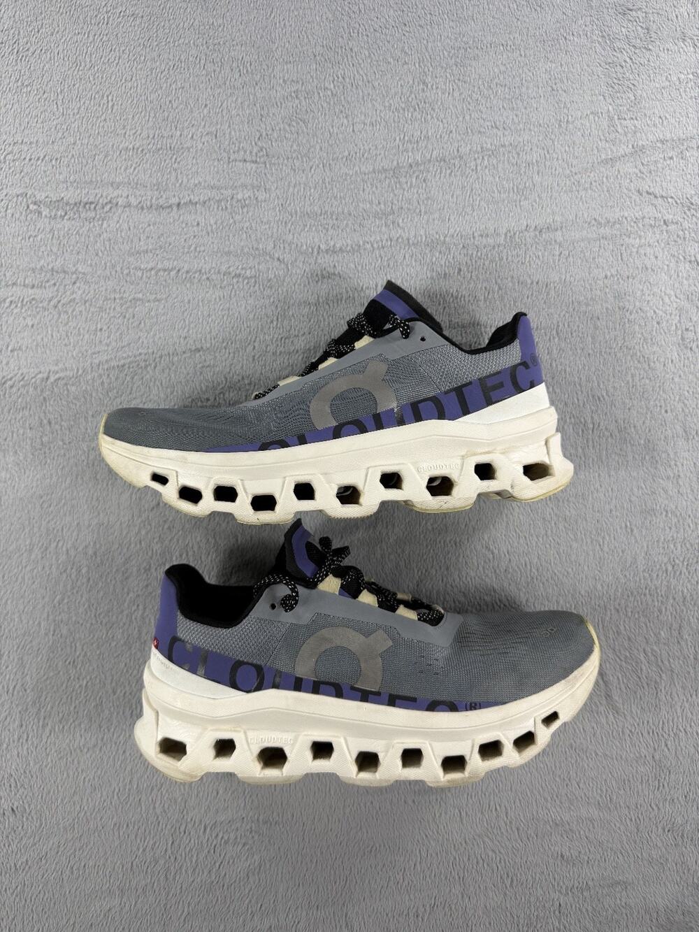 On Cloud Cloudmonster Womens Size 10 Running Shoes Grey Purple Sneakers Casual